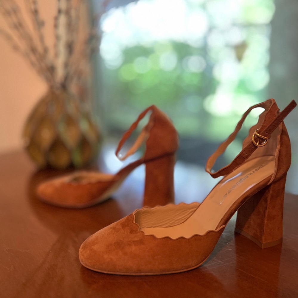 Pier Luigi Baleani Italian Camel Suede Ankle Strap